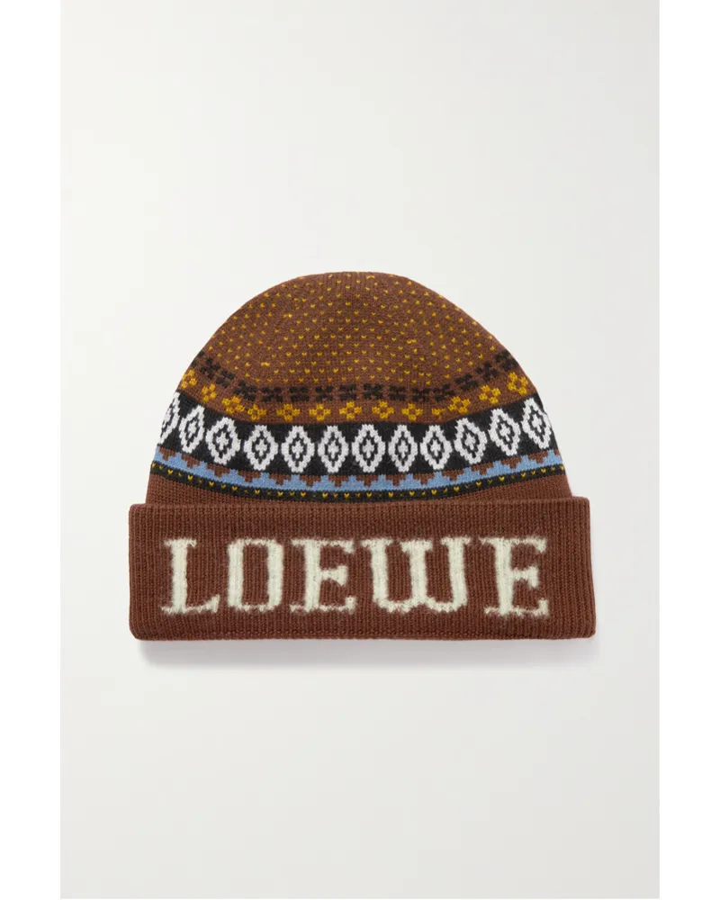 Loewe Beanie aus einer Wollmischung Braun