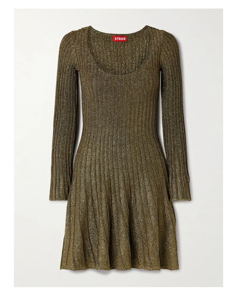 STAUD Raquel Minikleid Aus Metallic-rippstrick Metallic