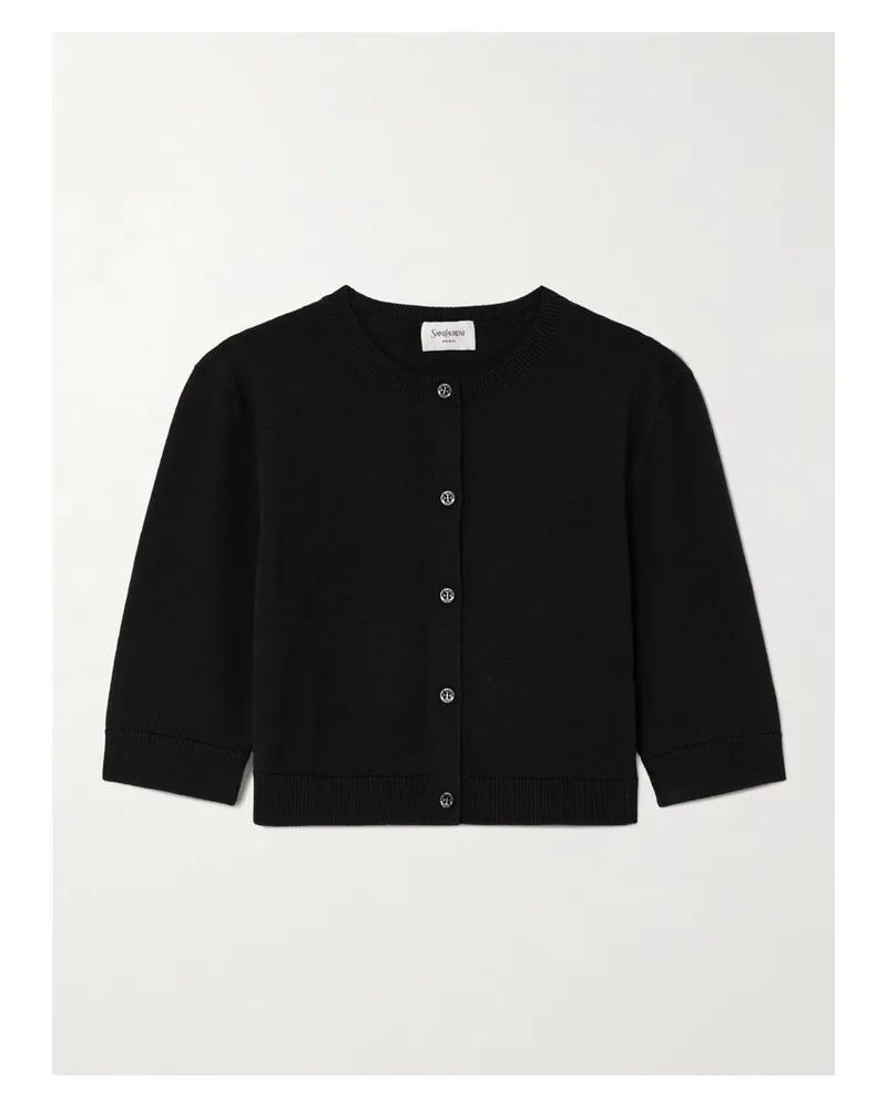 Saint Laurent Verkürzter Cardigan Aus Wolle - Schwarz Schwarz