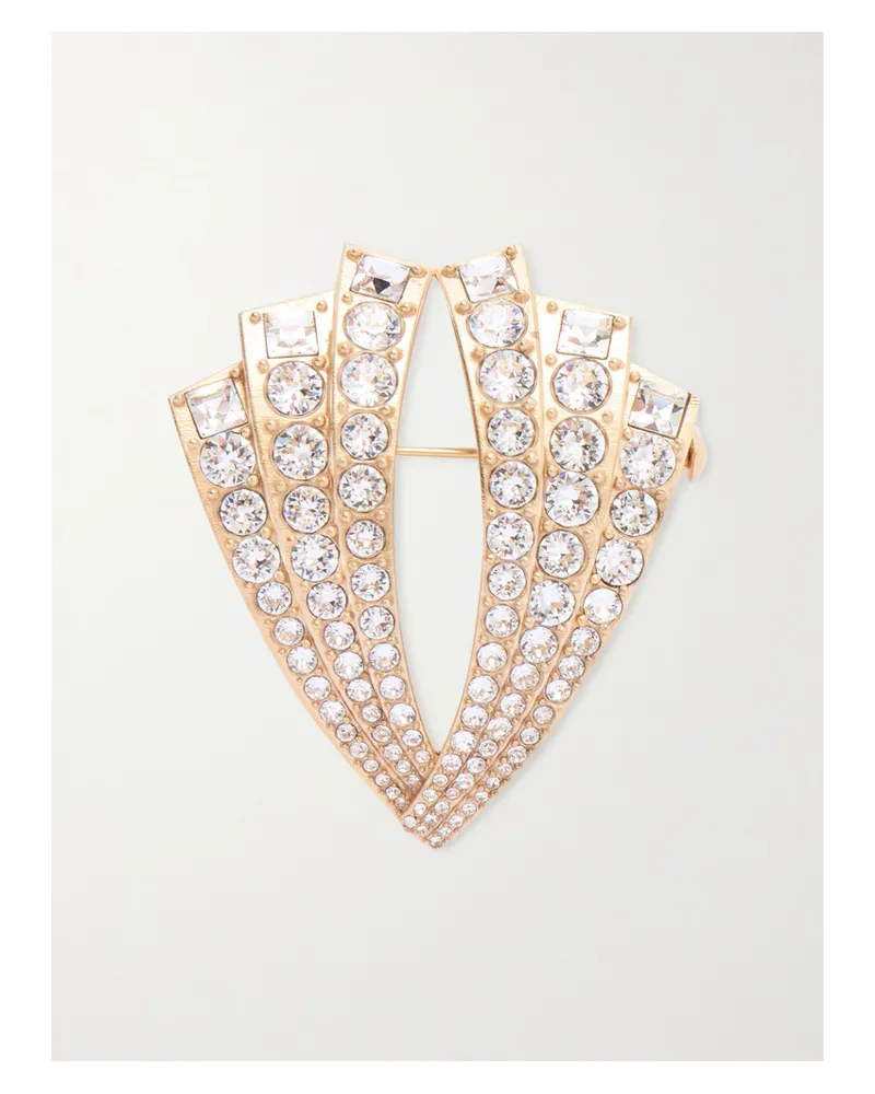Valentino Garavani Goldfarbene Brosche Mit Kristallen Gold