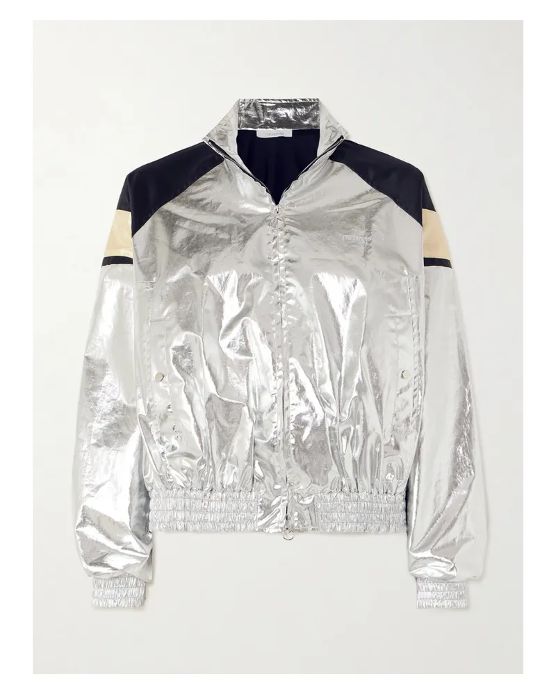 Paco Rabanne Jacke Aus Einer Beschichteten Metallic-baumwollmischung Mit Satineinsätzen - Silber Silber