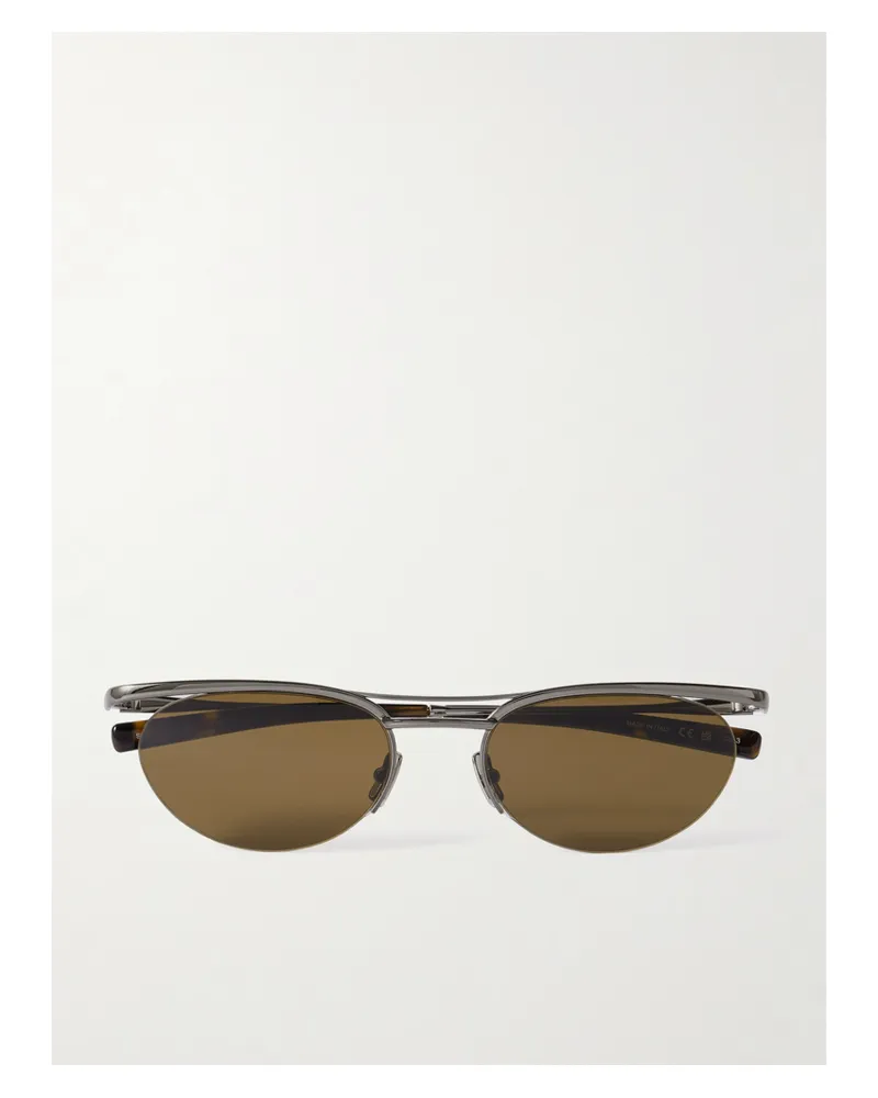Saint Laurent Oval-frame Silver-tone Sunglasses Silver