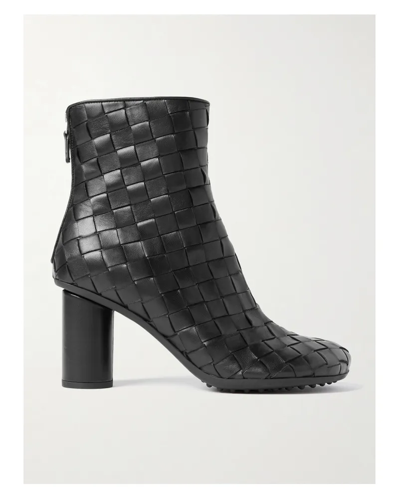 Bottega Veneta Atomic Intrecciato Leather Ankle Boots - Black Black