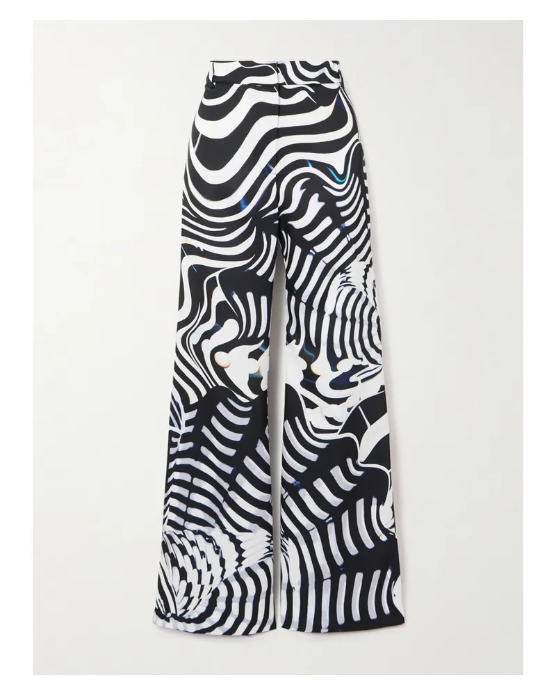 Mary Katrantzou Bryne Hose Mit Weitem Bein Aus Bedrucktem Stretch-jersey - Schwarz Schwarz