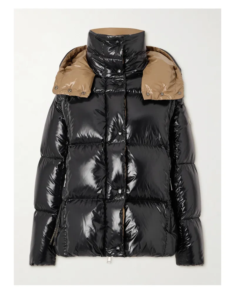 Moncler Daunenjacke Aus Gestepptem, Glänzendem Shell Mit Kapuze - Schwarz Schwarz