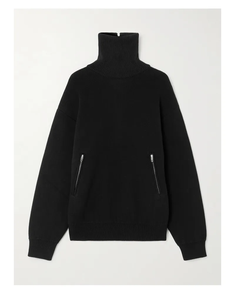 Balenciaga Cotton Half-zip Sweater - Black Black