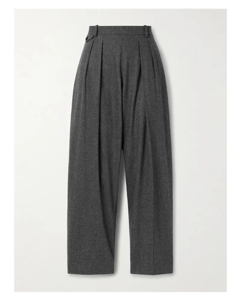 KHAITE Dugan Pleated Wool Tapered Pants - Gray Gray
