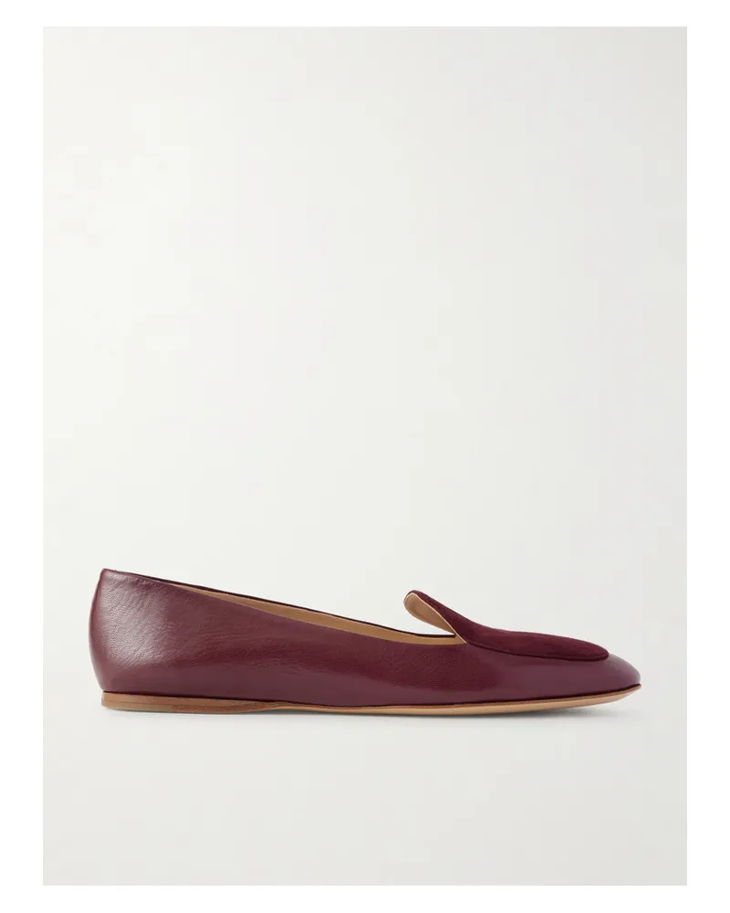 Gabriela Hearst Aveda Suede-trimmed Leather Loafers - Burgundy Burgundy