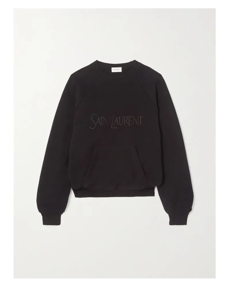 Saint Laurent Sweatshirt Aus Baumwoll-jersey Mit Stickerei - Schwarz Schwarz
