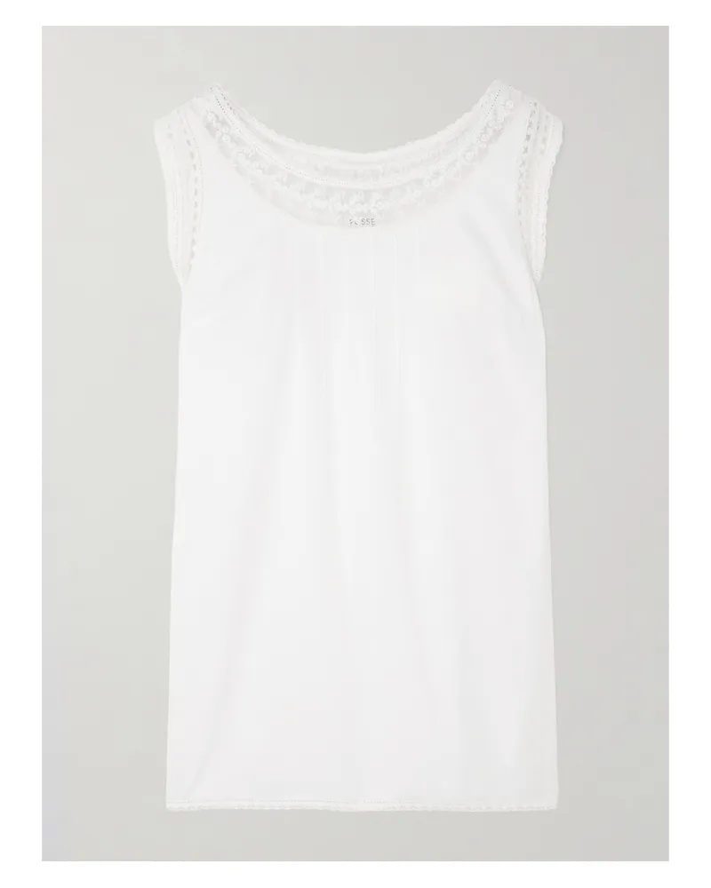 Posse Danielle Lace-trimmed Cotton Mini Dress - White White