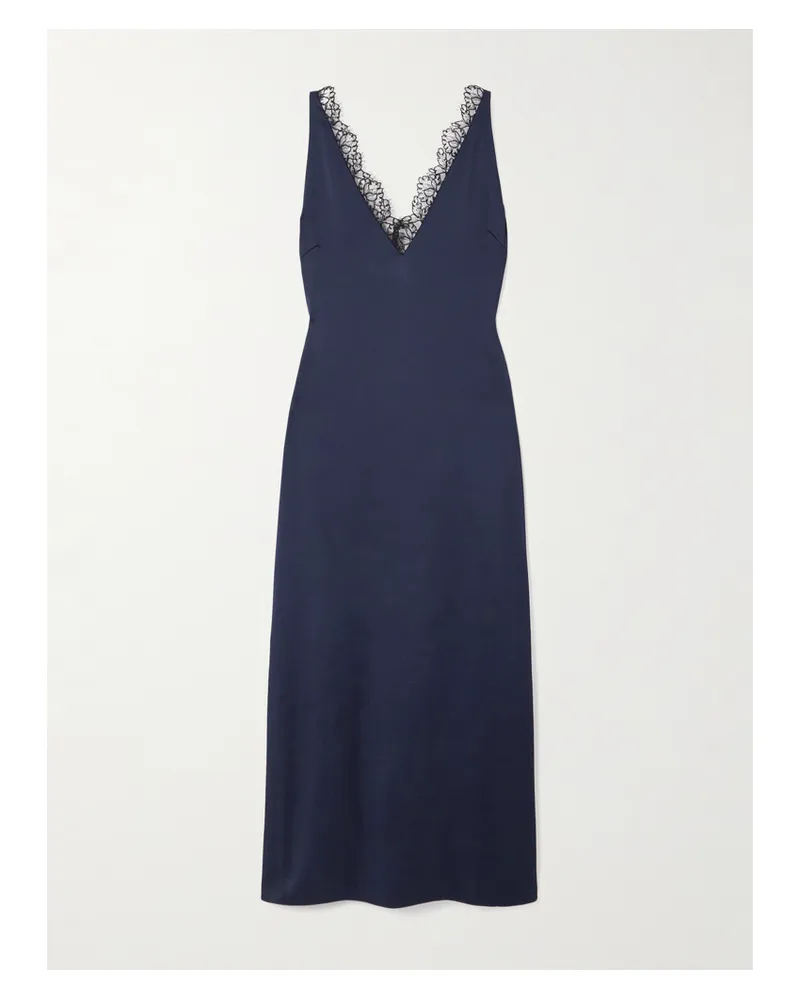 Stella McCartney Midikleid Aus Satin Mit Spitzenbesätzen - Blau Blau
