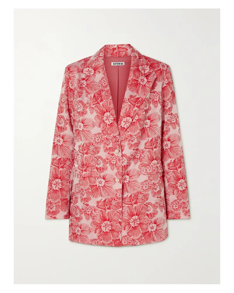 BATSHEVA Agnes Blazer Aus Jacquard Mit Blumenmuster Und Kunstperlen - Rot Rot