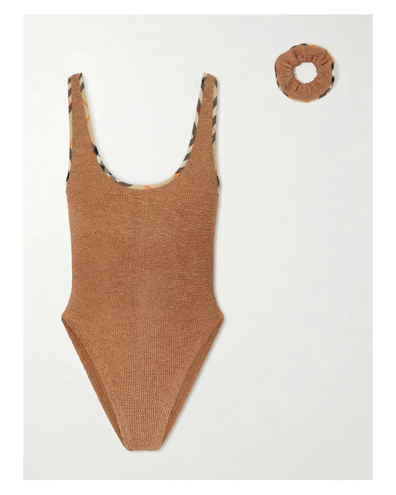 Burberry Hunza G Faye Checked Original Crinkle™ Swimsuit - Brown Brown