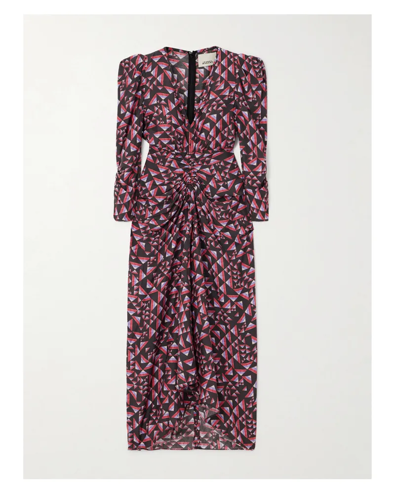 Isabel Marant Albini Midikleid Aus Bedrucktem Voile Mit Raffungen - Mehrfarbig Mehrfarbig