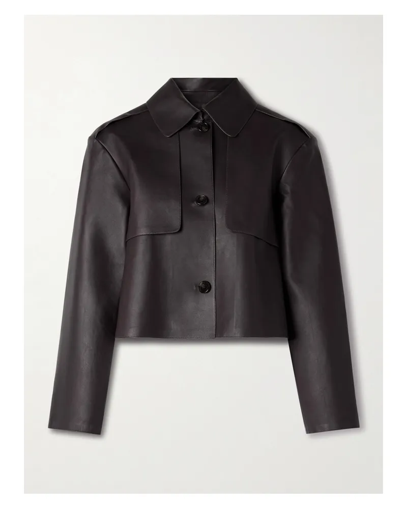 Theory Verkürzte Lederjacke - Braun Braun