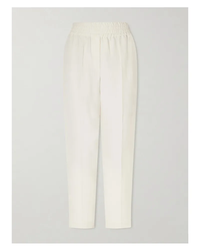 Brunello Cucinelli Cropped Woven Tapered Pants - White White