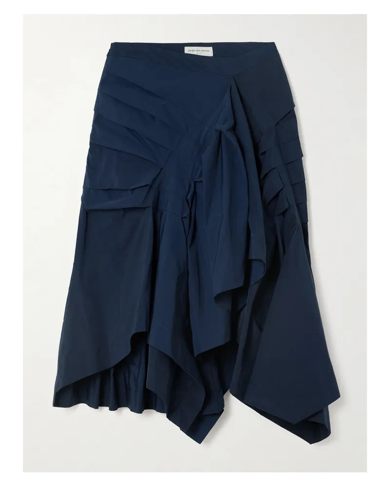 Dries van Noten Asymmetrischer Rock Aus Taft Mit Biesen - Blau Blau