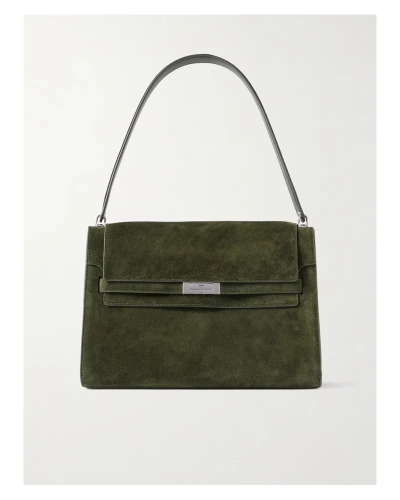 Tory Burch Lee Radziwill Large Suede Shoulder Bag - Green Green