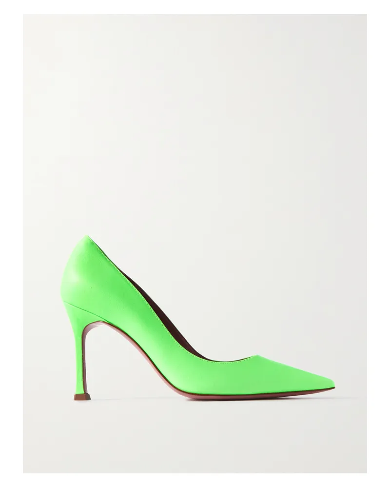 Amina Muaddi Sharon Pumps Aus Neonfarbenem Leder - Grün Grün