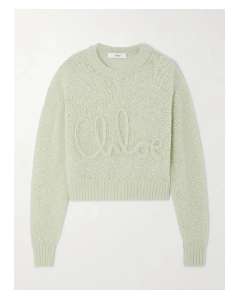 Chloé Pullover Aus Einer Mischung Aus Alpakawolle Und Seide Mit Stickerei - Grün Grün