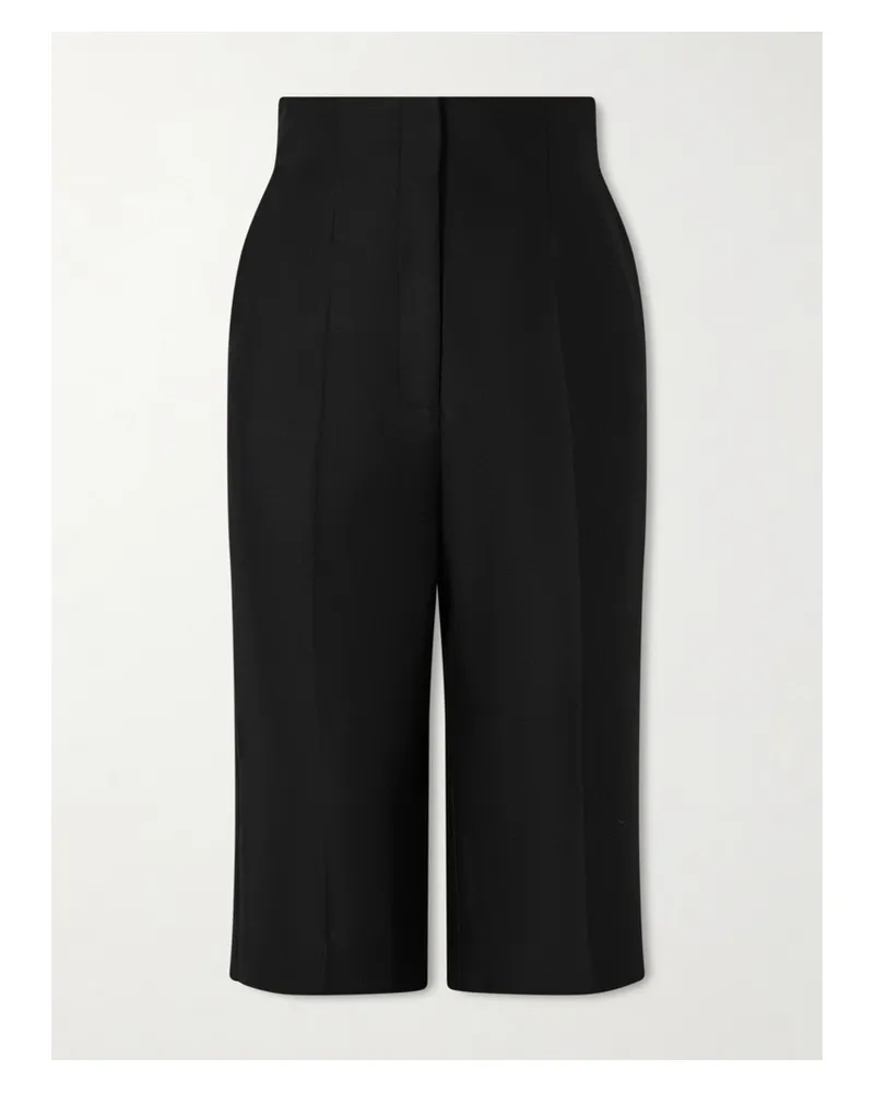 KHAITE Raelle Wool And Silk-blend Straight-leg Shorts - Black Black