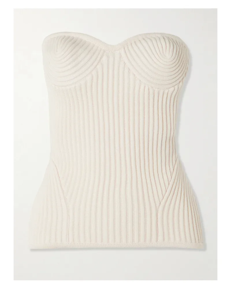Jean Paul Gaultier Bustier Aus Einer Gerippten Wollmischung - Weiß Weiß