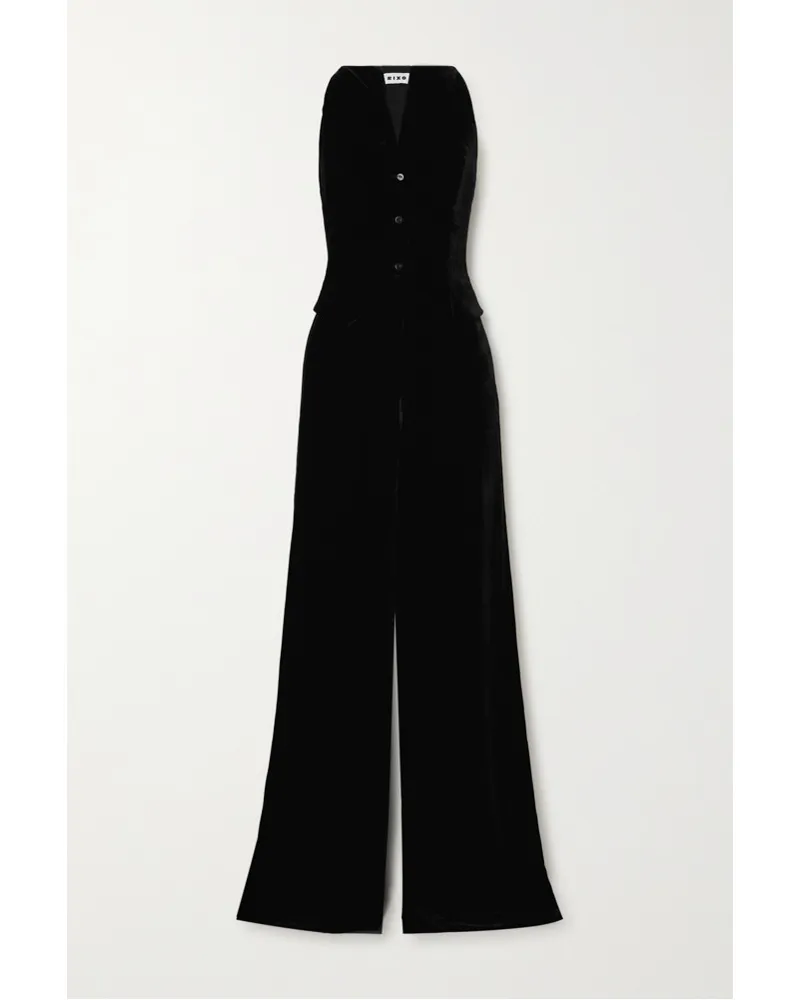 RIXO Sienna Jumpsuit aus Samt Schwarz