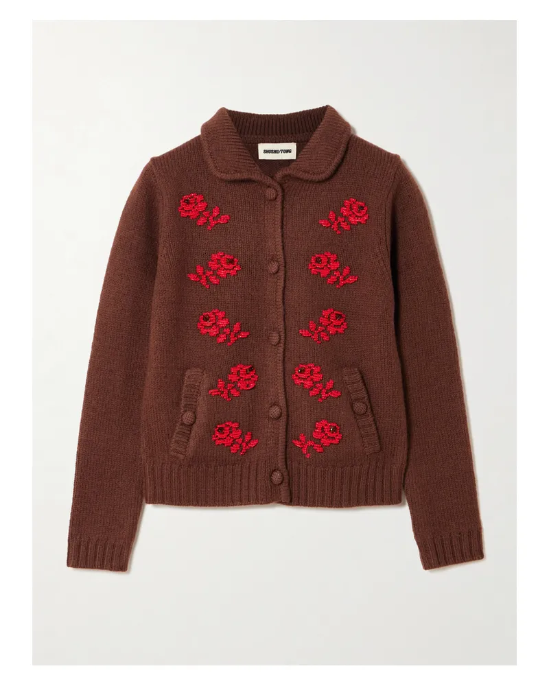 SHUSHU/TONG Cardigan Aus Wolle Mit Zierperlen - Braun Braun