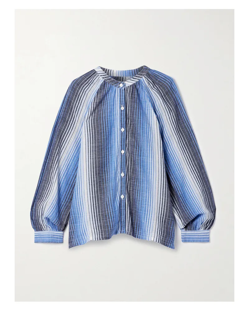 lemlem Mita Bluse Aus Gestreifter Baumwollgaze - Blau Blau