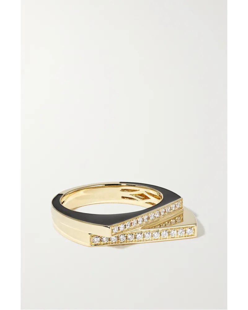 Rainbow K Handcuff Ring aus 14 Karat Gold