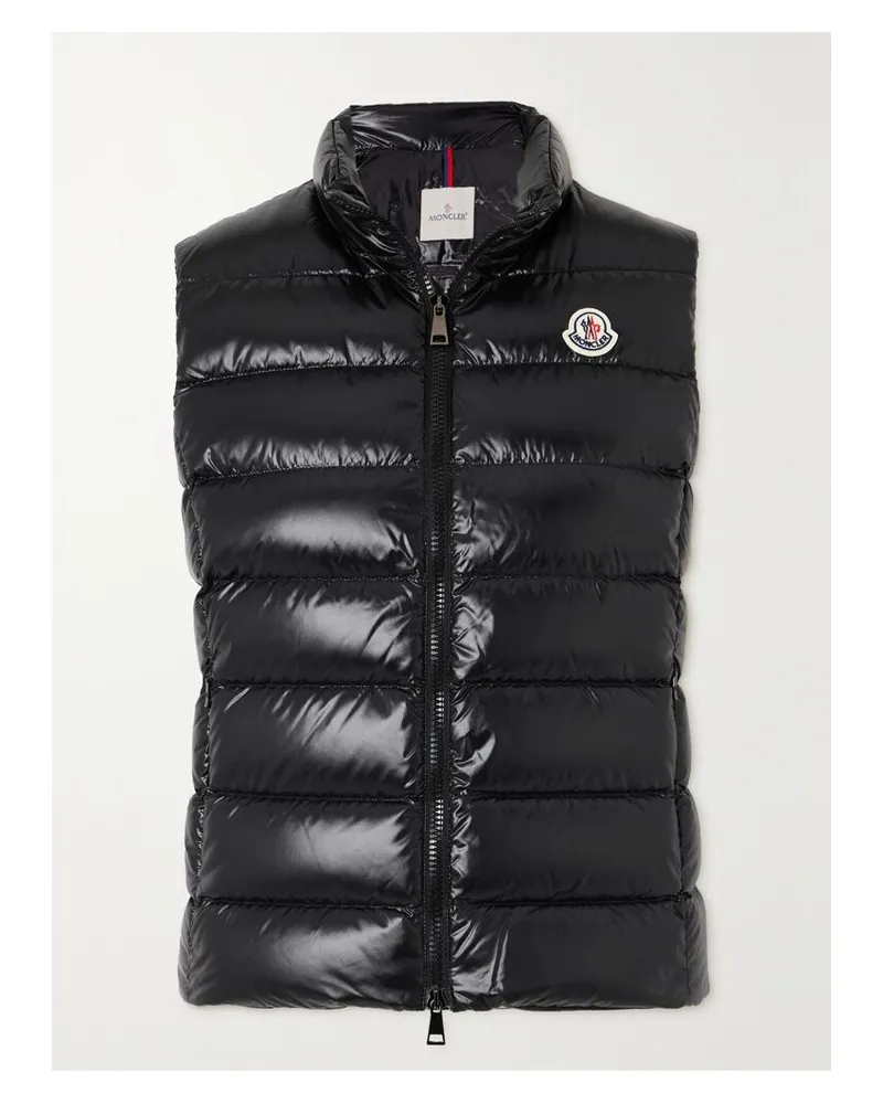 Moncler Ghany Daunenweste Aus Gestepptem Glänzendem Shell - Schwarz Schwarz