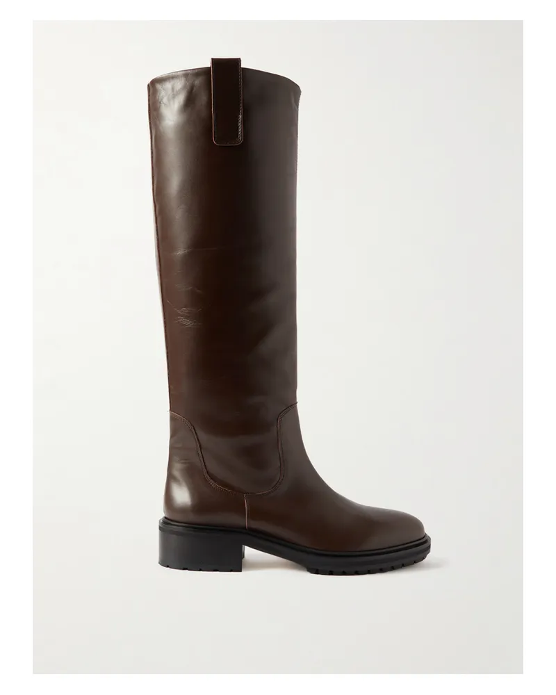 aeyde Henry Leather Knee Boots - Brown Brown