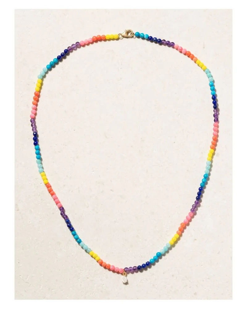 Yvonne Léon Kette Mit Mehreren Steinen Und Details Aus 9 Karat Gold - Gelb Gelb