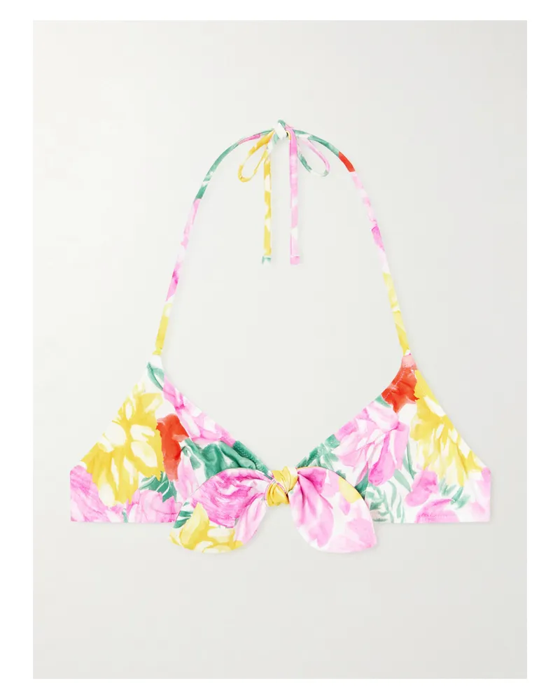 Chloé Floral-print Halterneck Bikini Top - Multi Multi