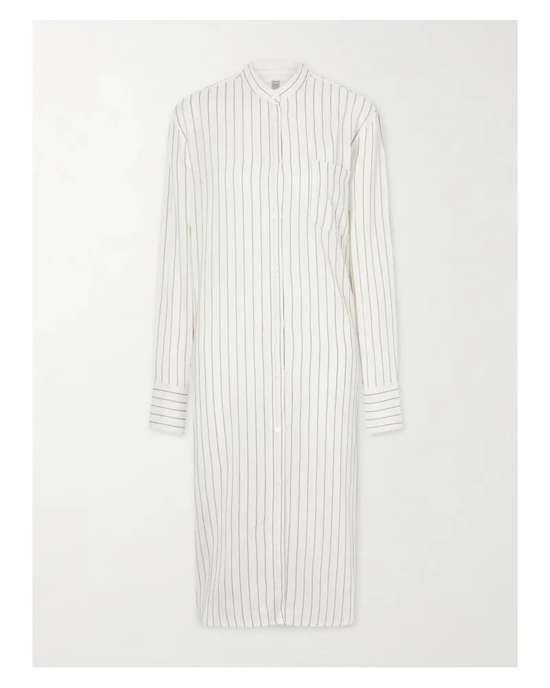 Totême Striped Voile Midi Dress - White White
