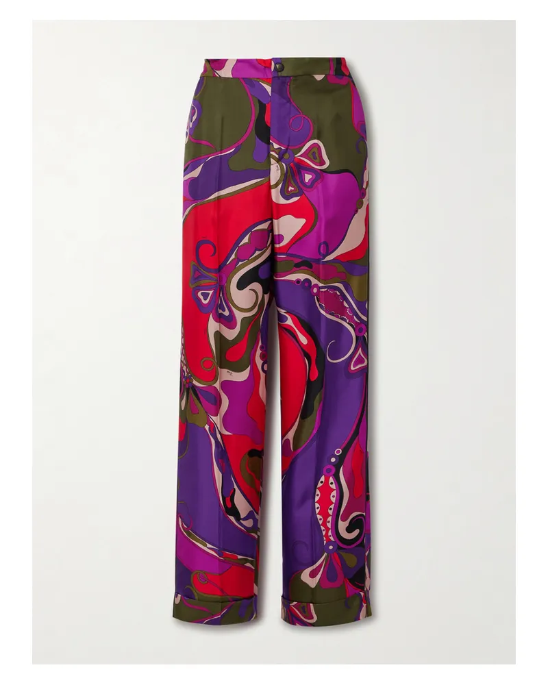 Emilio Pucci Orchidee Hose Mit Geradem Bein Aus Bedrucktem Seiden-twill - Mehrfarbig Mehrfarbig