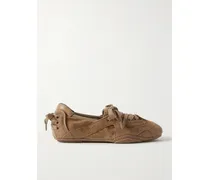 Leather-trimmed Paneled Suede Sneakers - Neutrals