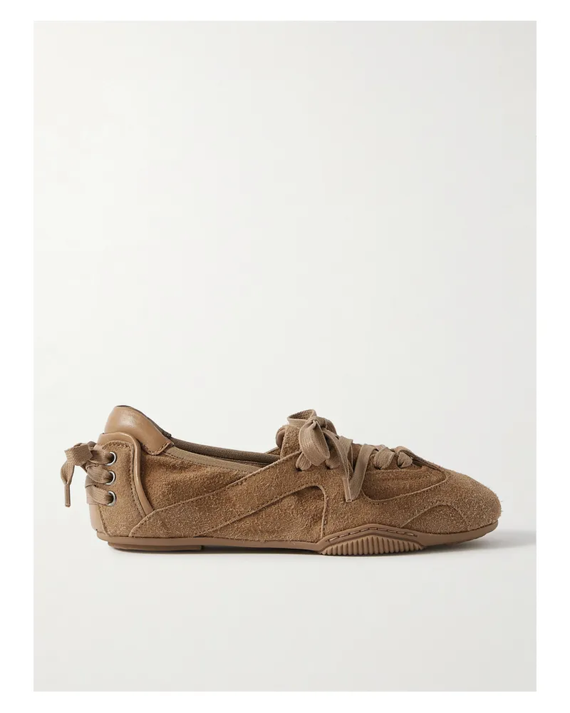 Acne Studios Leather-trimmed Paneled Suede Sneakers - Neutrals Neutrals