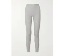 Cotton Rib Thermal Legging – Light Heather Grey – Leggings Aus Gerippter Stretch-baumwolle - Grau