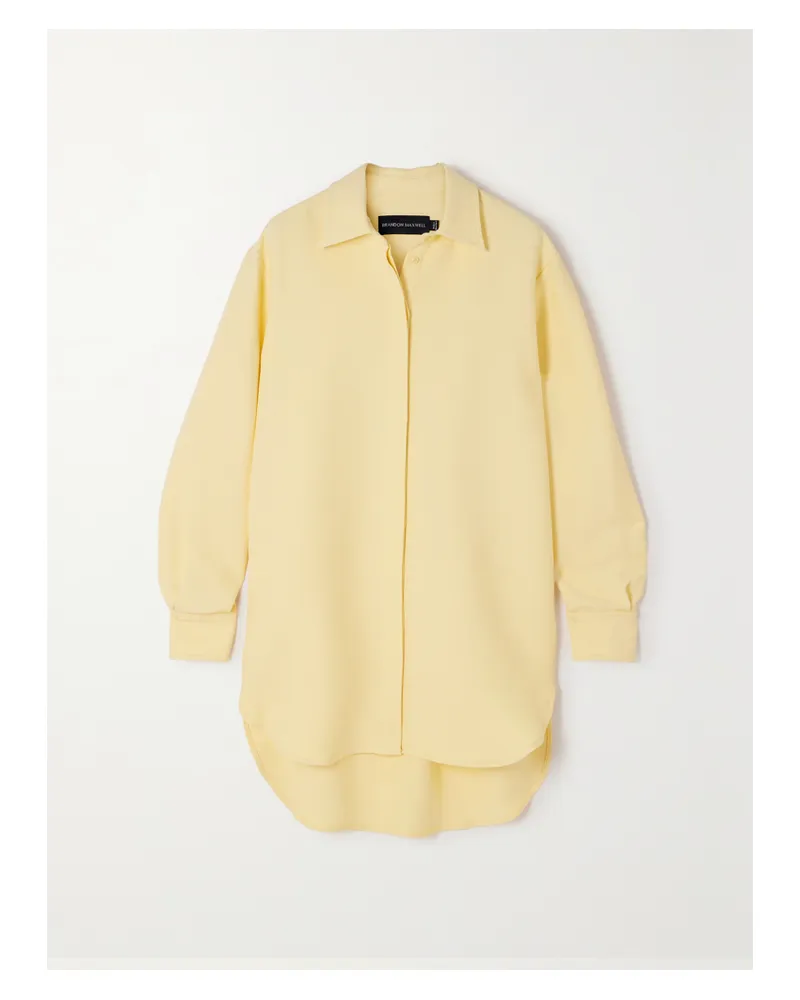 Brandon Maxwell The Phillippa Mini-hemdblusenkleid Aus Crêpe Aus Einer Woll-seidenmischung - Gelb Gelb