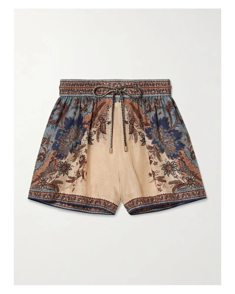 Zimmermann Ascension Shorts Aus Bedruckter Seide - Neutral Neutral