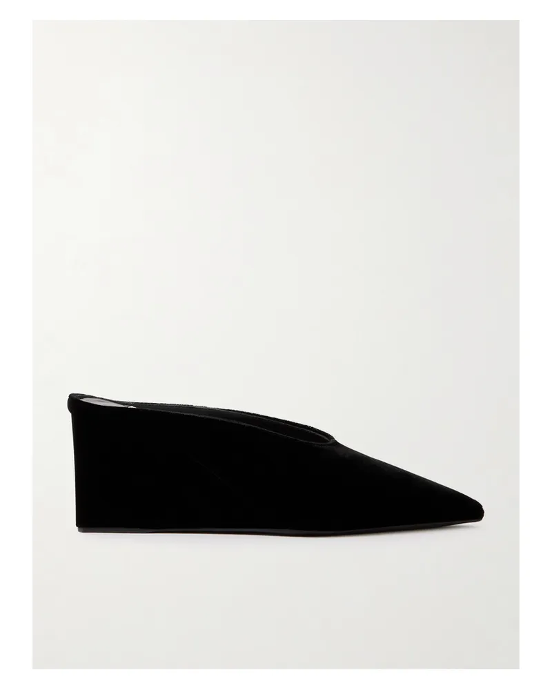 Alaïa 75 Velvet Wedge Mules - Black Black