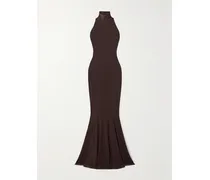 Robe Aus Stretch-jersey Mit Stehkragen - Braun