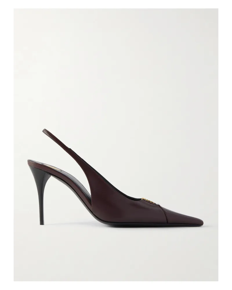 Saint Laurent Babylone Leather Slingback Pumps - Burgundy Burgundy