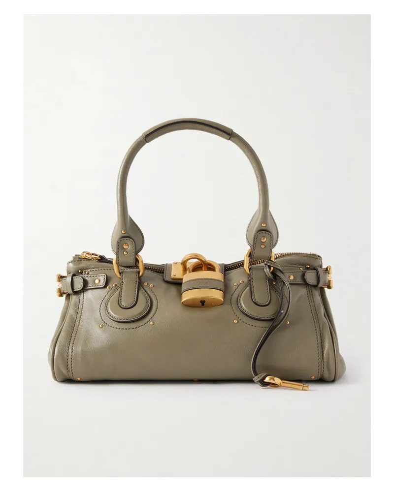Chloé Paddington Tote Aus Strukturiertem Leder Mit Verzierung - Grün Grün