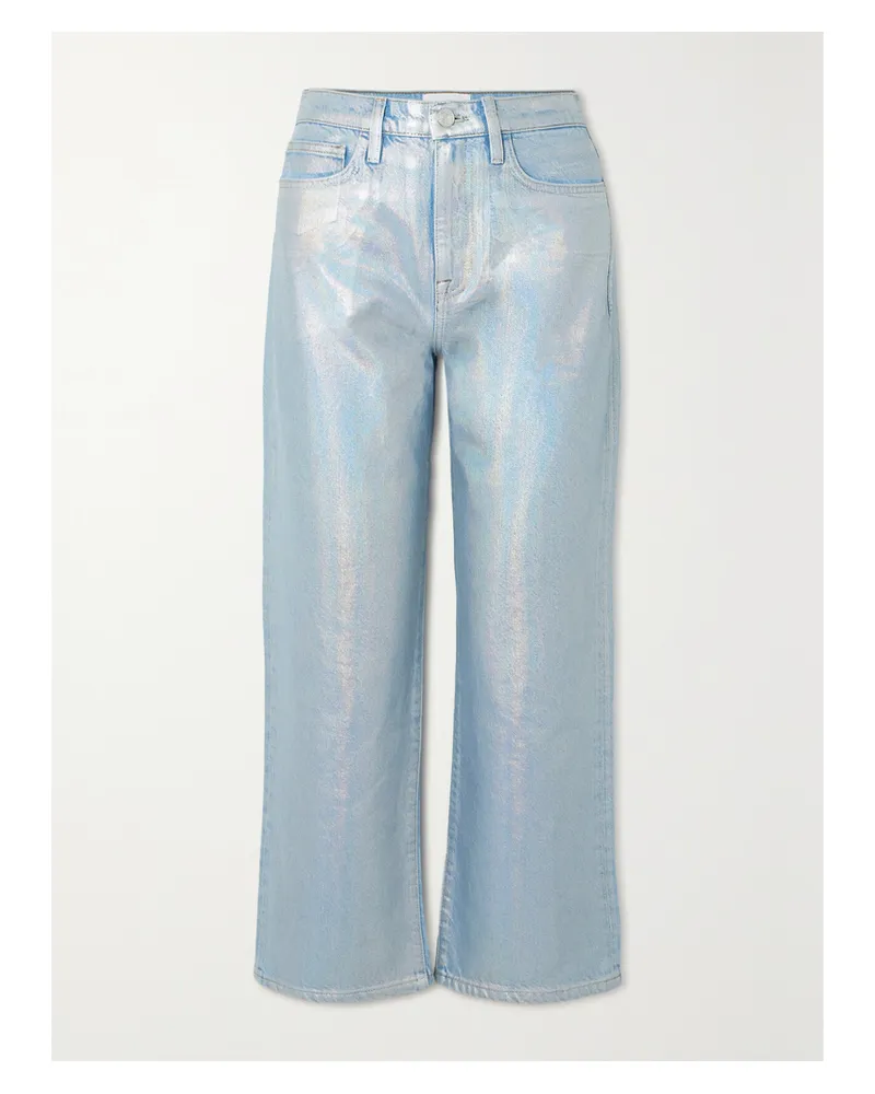 Frame Denim Net Sustain Le Jane Verkürzte, Hoch Sitzende Jeans Mit Geradem Bein Und Changierender Beschichtung - Silber Silber
