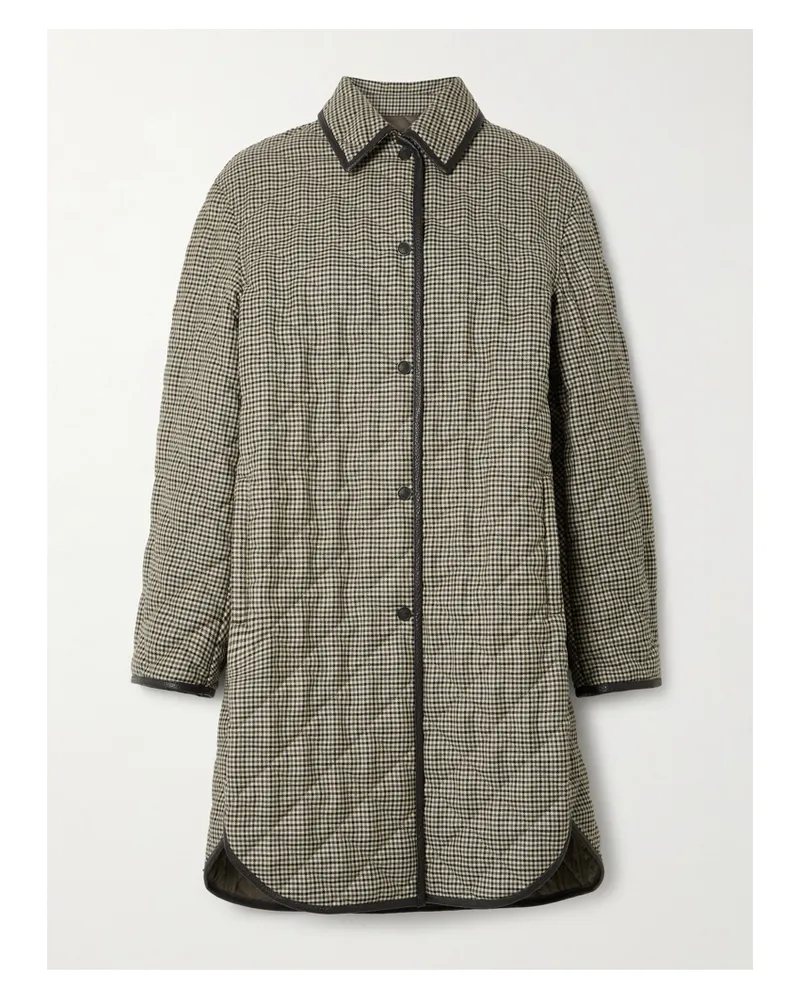 PURDEY Abbot Textured Leather-trimmed Houndstooth Quilted Wool Jacket - Multi Multi