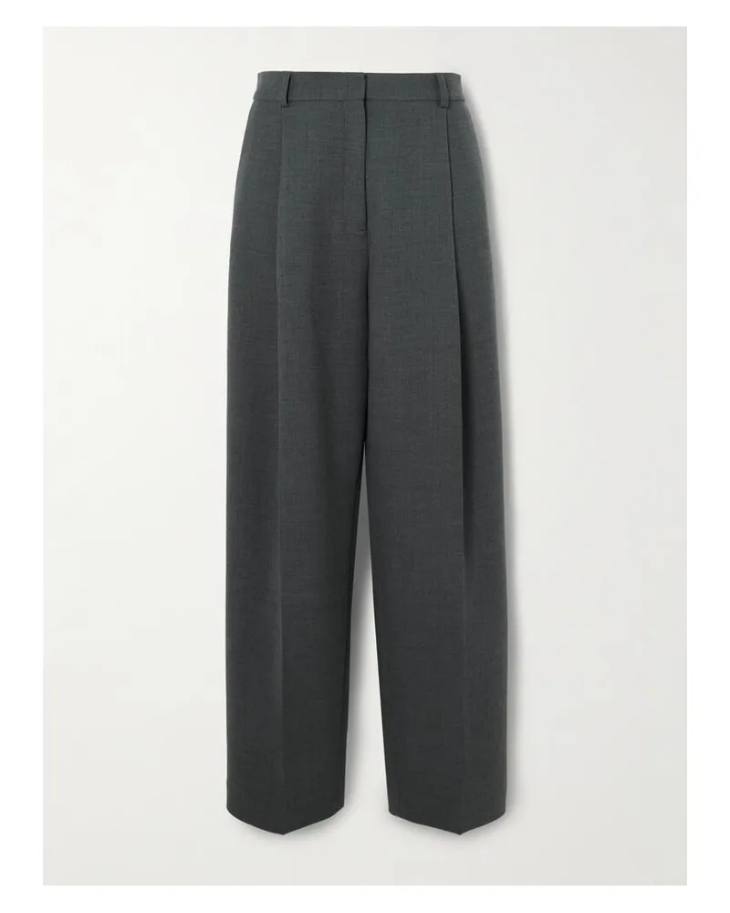 Totême Hose Mit Geradem Bein Aus Twill Mit Recycelten Fasern Und Falten - Grau Grau