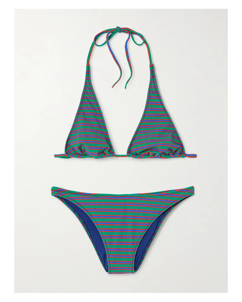 LIDO Cinquantacinque Gestreifter, Gerippter Triangel-bikini - Grün Grün