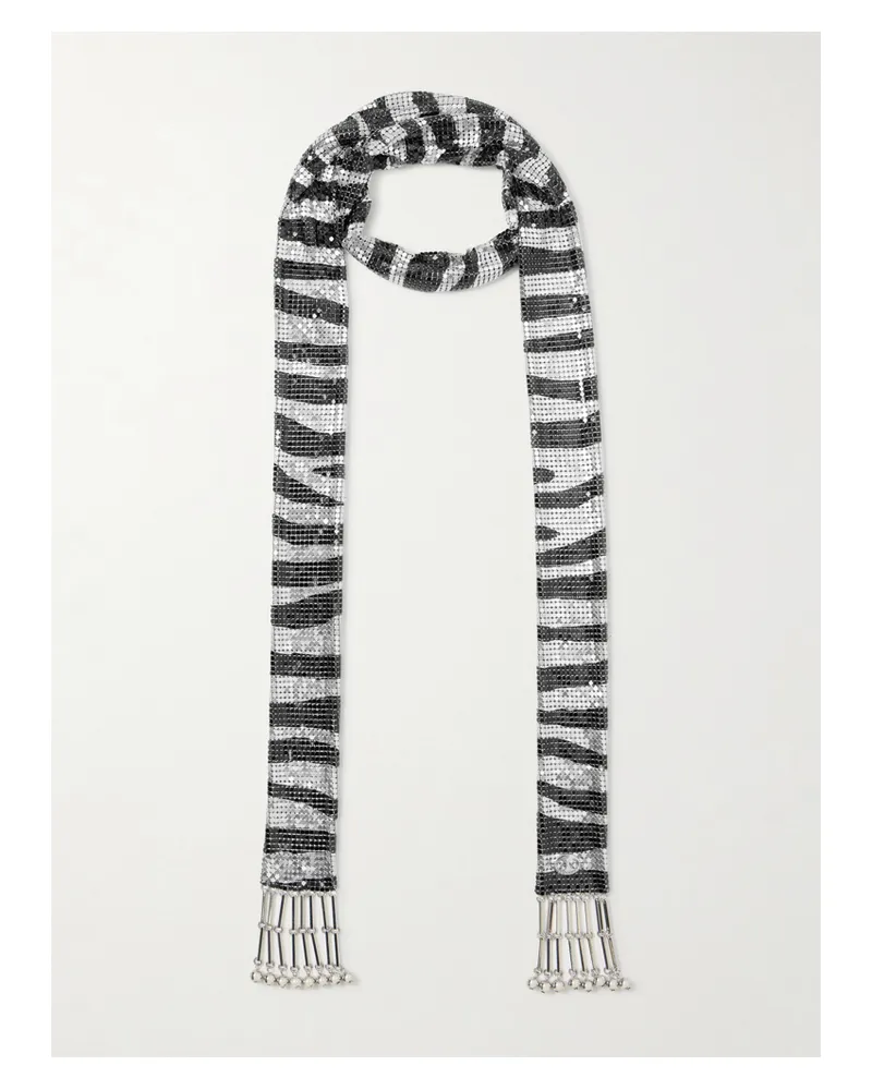 Paco Rabanne Schal Aus Metall-mesh Mit Zebraprint Und Fransen - Animal-Print Animal-print